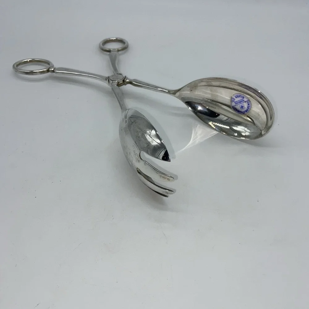 International Silver Company Silver-Plated Serving‎ Tongs Salad Ice Vintage EUC